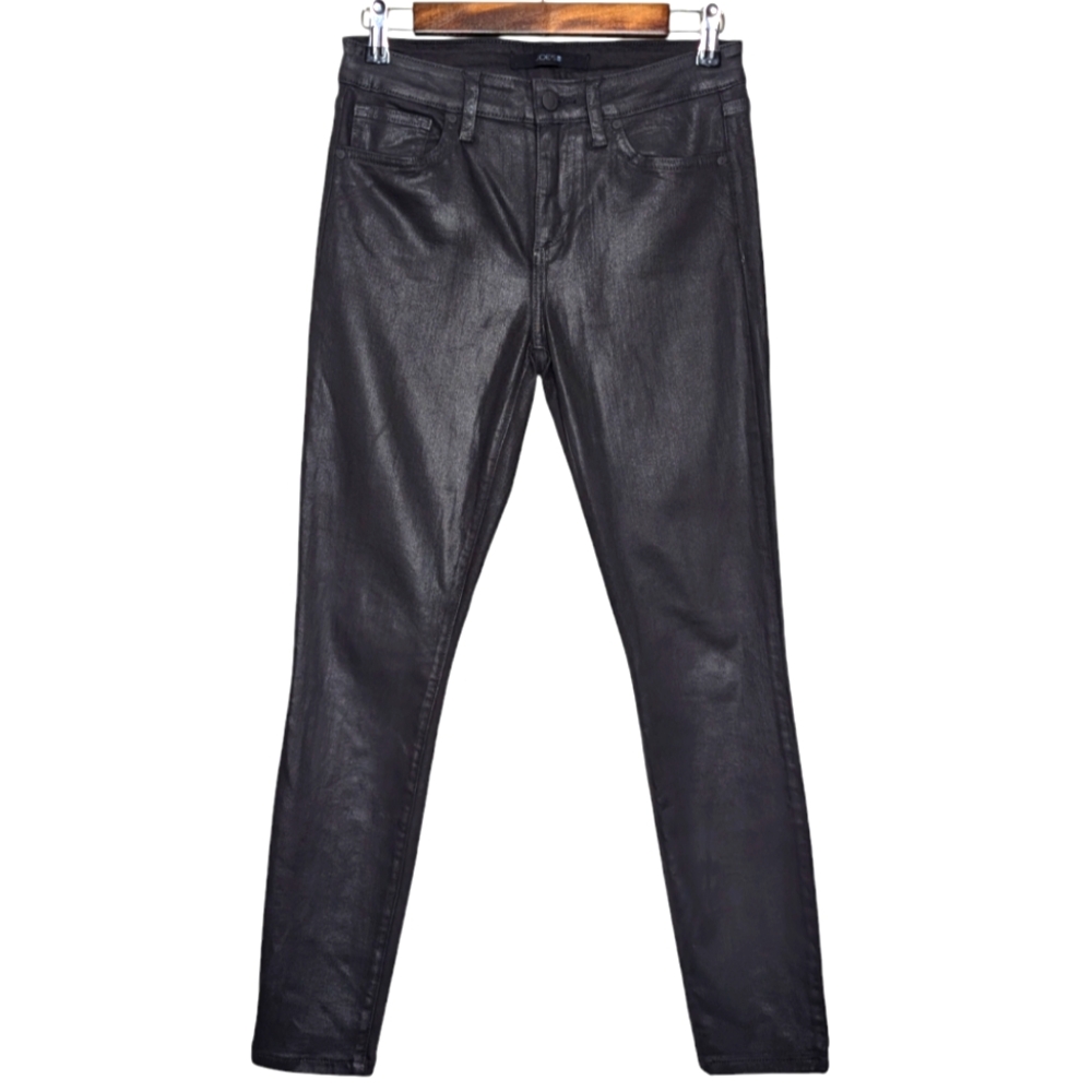 Joe's Jeans Women's Black Shiny Pleather Faux Leather Skinny Jeans Size 27